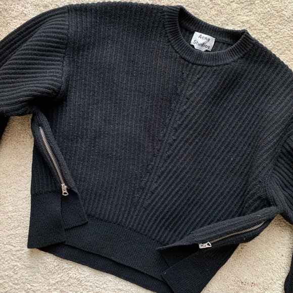 Acne Studios Java Cropped Ribbed Wool Sweater S - Picture 3 of 8